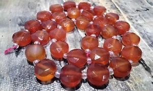 Nat Carnelian, Faceted,Flat Round, 10-10.5x10.5-11x5.5-6mm, 28pce, Free Post OZ - Picture 1 of 3