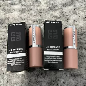 2-pc Givenchy Le Rouge Perfecto Beautifying Lip Balm 01 perfect Pink - NIB 1.2g - Picture 1 of 3