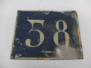 Número de casa 58 azul chapa placa de chapa antigua Francia guerra mundial francesa - Imagen 1 de 3