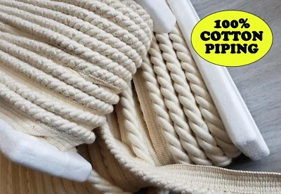 Natural 10mm 6mm Cotton Flanged Piping Cord Upholstery Piping Upholstery Rope - Image 1 of 4