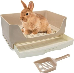 New Large Rabbit Litter Box Trainer Bunny Potty Corner Toilet with Drawer - Picture 1 of 7