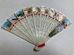 Vintage Foldable Plastic Hand Fan Ivory 1970s New Mexico Land of Enchantment VTG - Picture 1 of 8