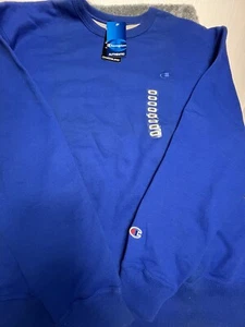 Champion Pullover Fleece Sweatshirt Rundhals Blau Herren Größe Large Neu mit Etikett - Bild 1 von 9