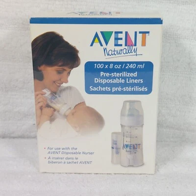 Forros de mamadeira Avent Naturally descartáveis bebê 8 oz CAIXA ABERTA adereço vintage - Imagem 1 de 4