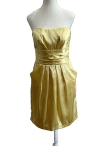 Davids Braut gelb trägerloses Kleid mit Taschen Größe 8 neu ohne Etikett - Bild 1 von 6