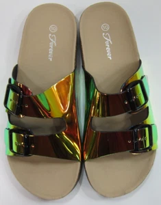 Forever Woman's Slip On Double Buckle Shoes Size 10 Gold, Style Berk-8 - Picture 1 of 8