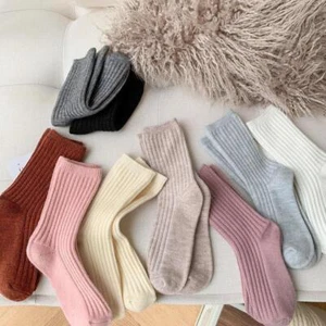 Womens Wool Cashmere Lady Thick Winter Socks Warm Soft Solid Color Casual Socks - Picture 1 of 21