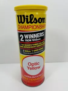 Vintage Wilson Championship Tennis Balls Optic Yellow Extra Duty Felt 3 Pack NEW - Picture 1 of 4