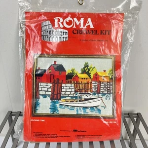 Roma Stitchery Vintage Crewel Needlepoint Kit Docking Time Boat Theme Nautical - Bild 1 von 8