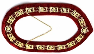 MASSONE MASSONICO Collare Shriners Shriner PLACCATO ORO VELLUTO ROSSO - Foto 1 di 3