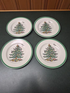 Vintage Set of 4, Spode "Christmas Tree" Salad/Luncheon Plates- 7.75" S3324 UK - Picture 1 of 3