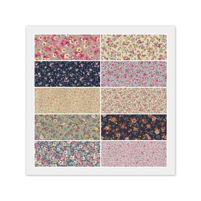 Lot of 10 Fat Quarters, Pretty COUNTRY FLORALS, Quilting Cotton Fabric FQ Bundle - Image 1 of 4