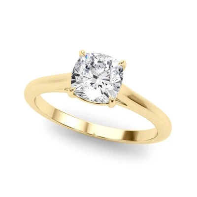 Cushion Solitaire Lab Grown Diamond VS F 1.00-3.60 Ct Engagement Ring 14K Gold - Image 1 of 4