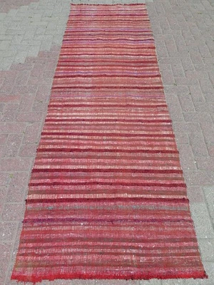 Alfombra roja corredor, alfombra de pasillo Kilim turca vintage alfombra corredor 35X112" Foto 1 de 4