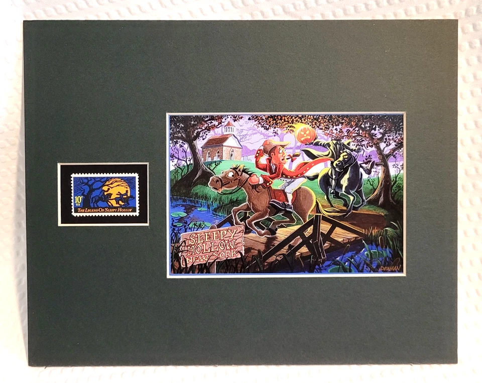 LEGEND OF SLEEPY HOLLOW - ICHABOD CRANE - HEADLESS HORSEMAN - STAMP ART - 1628 Foto 1 de 1