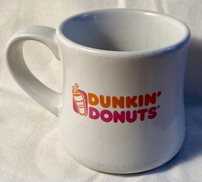 Vtg 80's Ceramic  Dunkin' Donuts Orange & Pink Logo 12 oz Coffee Mug - Image 1 of 4