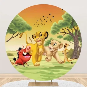 Round Lion King Backdrop Simba Kids Birthday Party Photo Background Banner Prop - Picture 1 of 7