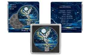 2024 Mexico 1-oz Silver Libertad "Starry Night" Hologram Ruthenium Ennobled - Picture 1 of 3