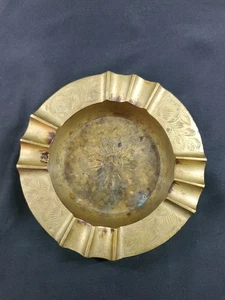 Posacenere sigaro ottone massiccio 8 slot intricato incisione floreale vintage 7 pollici retrò B - Foto 1 di 5