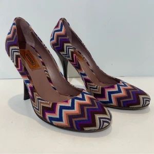 Tacones Missoni Multicolor Zig Zag Rayas Punta Redonda Talla EU 38.5 US 8.5 - Imagen 1 de 6