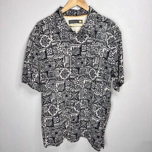 Quiksilver Waterman Shirt Mens 2XL 2X Tribal Aztec Black w/Beige Camp Fish Surf - Bild 1 von 9