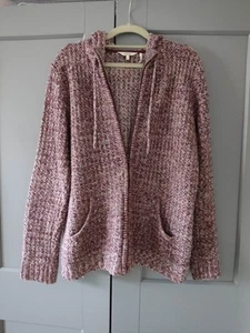 Women's FATFACE Purple Mauve Colour Knitted Hooded Jumper Cardigan Size 14 - Picture 1 of 10