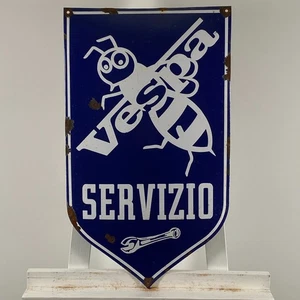 Piaggio Vespa Enamel Sign - 60x35cm (23.6x13.8") - Retro Service Vintage Signage - Picture 1 of 17
