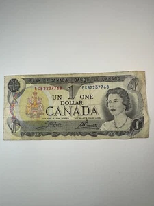 Billete de un dólar de Canadá 1973 cuervo/bauey - Imagen 1 de 2
