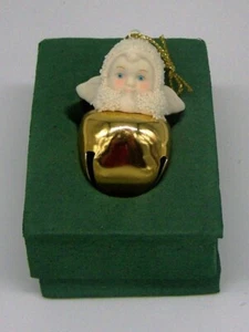 DE COLECCIÓN 2003 DEPT 56 SNOWBABIES ""GOLD JINGLE BELL BABY"" ADORNO DE ÁRBOL ALADO - Imagen 1 de 3