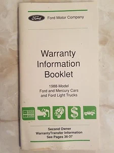 1988 Ford Warrenty Information Booklet Original - Picture 1 of 1