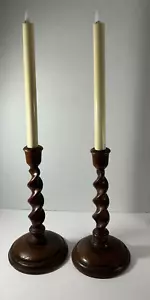 Pair Of Antique Barley Twist Candlesticks Candle Holders With Candles Works - Picture 1 of 5
