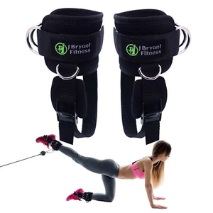 Upgraded Ankle Straps Adjustable for Cable Machines 4 D-rings Cuff Booty workout - Picture 1 of 7