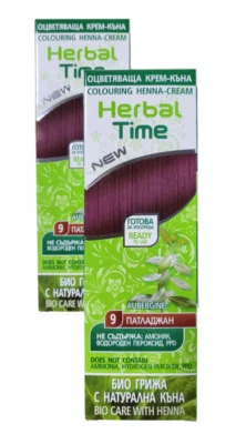 ROSA IMPEX 2 pz Crema-Henna colorante naturale nr.9 Melanzana 'Herbal Time' 75 ML