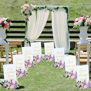 8 Pcs Wedding Aisle Signs 11.8 X 7.9 Inch 1 Corinthians 13 Wooden Wedding Signs - Picture 1 of 6