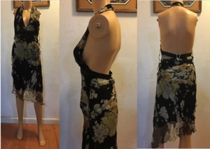 BLUMARINE Vintage Open Back Halter Neck Assymetric Hem Dress XS - Picture 1 of 13