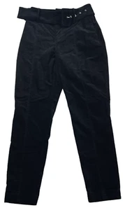Bar III Velvet Pants Womens size 2 Black Belted Tapered Leg Stretch NWOT - Picture 1 of 8