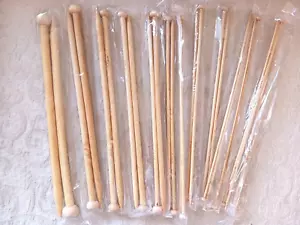 Lot 14 Pr Bamboo 10" Single Point Knitting Needles 2.0mm-10.0mm Large & Fine Gua - Picture 1 of 11