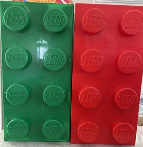 LEGO Large 8 Peg Storage Bricks Green & Red 20X10X6 Stackable Building Block - Picture 1 of 6