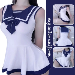 Japanese Sailor Bow JK Uniform Sexy Nightdress Bikini Cosplay Swimwear Women Q - Picture 1 of 12