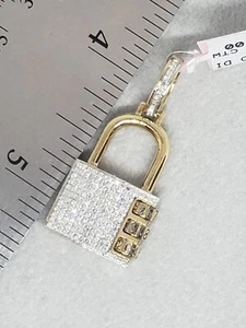 10kt Real Yellow Gold Natural Diamond Lock Charm 0.60 ctw | 6.5 grams - Picture 1 of 3