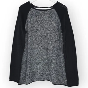 EDDIE BAUER Sweatshirt Sweater Color Block Black Raglan Sleeve Women Large Gorp - Picture 1 of 12