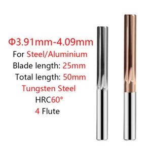 Ф3.91mm-4.09mm HRC60° Carbide Chucking Reamer Cutting Tools For Steel/Aluminium - Picture 1 of 14