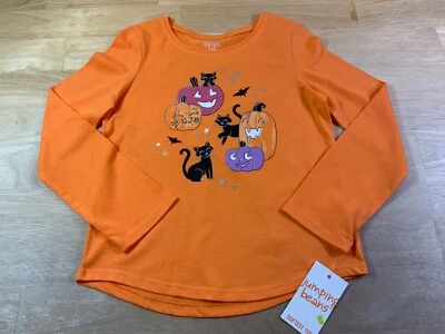 New Girl's Jumping Beans Halloween LS Tee Sz 6 has Pumpkins & Cats* - Image 1 of 2
