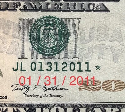 Birthday Note January 31’s 2011 Fancy Serial Number  $20 Dollar Bill Anniversary - Image 1 of 3