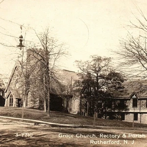 c.1916 Grace Episcopal Church Rectory Parish House Rutherford NJ RPPC Bergen Co. - Bild 1 von 3