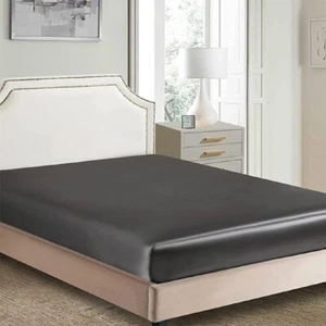1pz Lenzuolo con angoli in raso multi misura letto matrimoniale fascia elastica coprimaterasso lenzuola - Foto 1 di 33