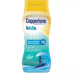 Coppertone SPF 70 Sunscreen Lotion For Kids Broad Spectrum Water Resistant 8 Oz - Picture 1 of 3