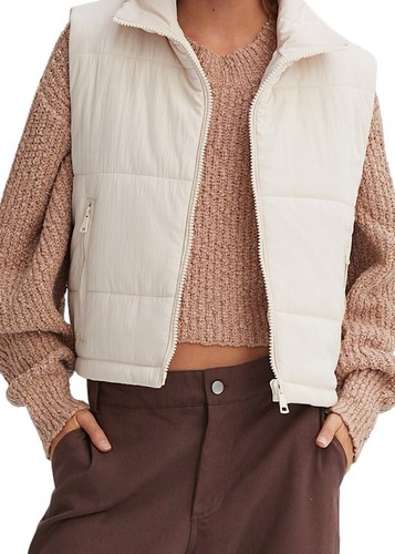 OFF WHITE Gilet imbottito bianco sporco con cerniera 224MS