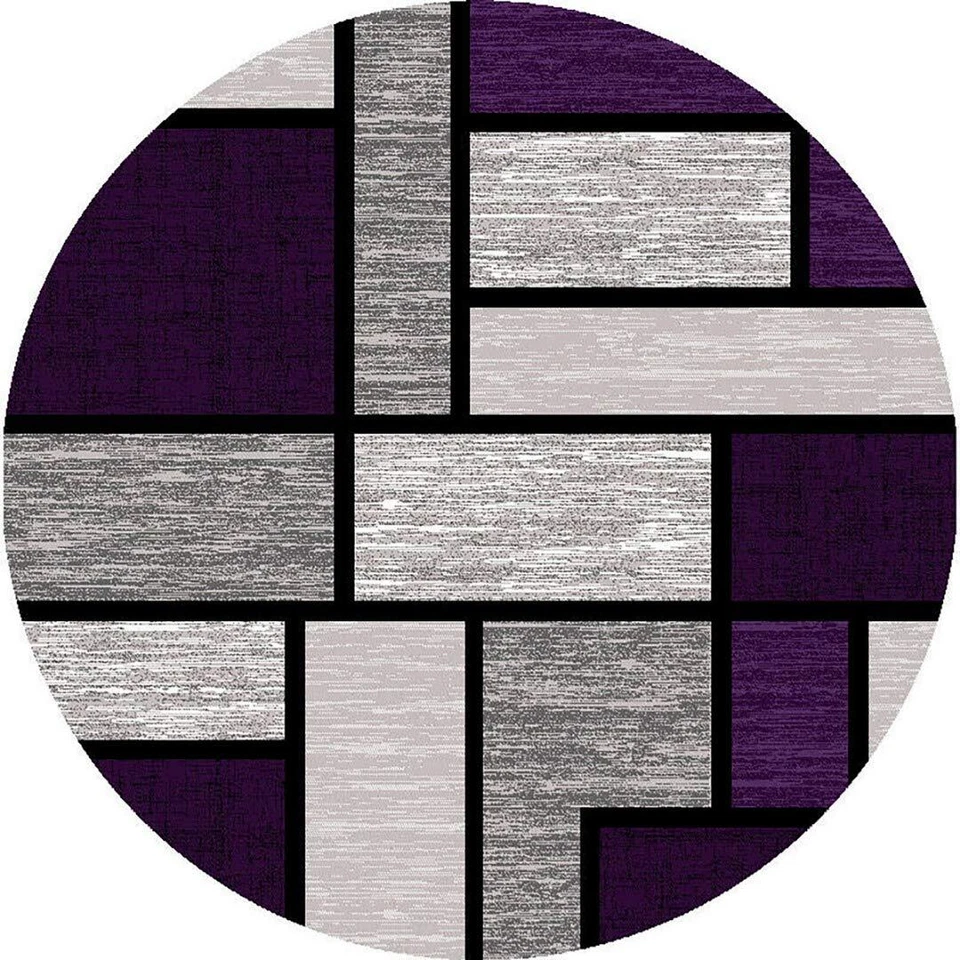 Современный резной ковер премиум-класса 3995 фиолетовый серый 6 футов 6 дюймов x 6 футов 6 дюймов R - Изображение 1 из 4