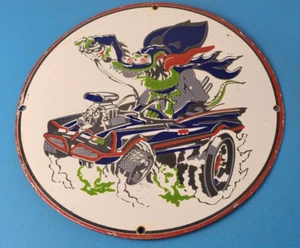 Vintage Rat Fink Porzellanschild - Batman Zapfsäule Platte Tankstellen Schild - Bild 1 von 15